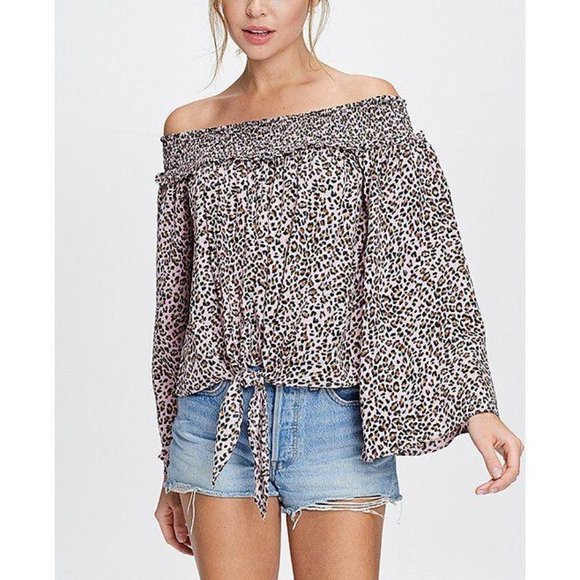 Free People FP Movement Leopard Off-Shoulder Top - Picture 4 of 15